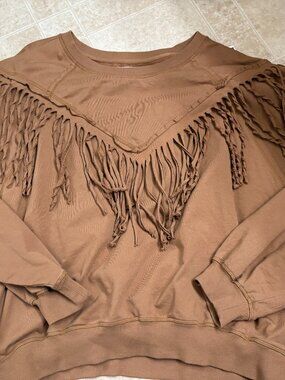 Chelsea DeBoer by Lilly & Lottie Fringe Pullover Size L Western Boho Sweater